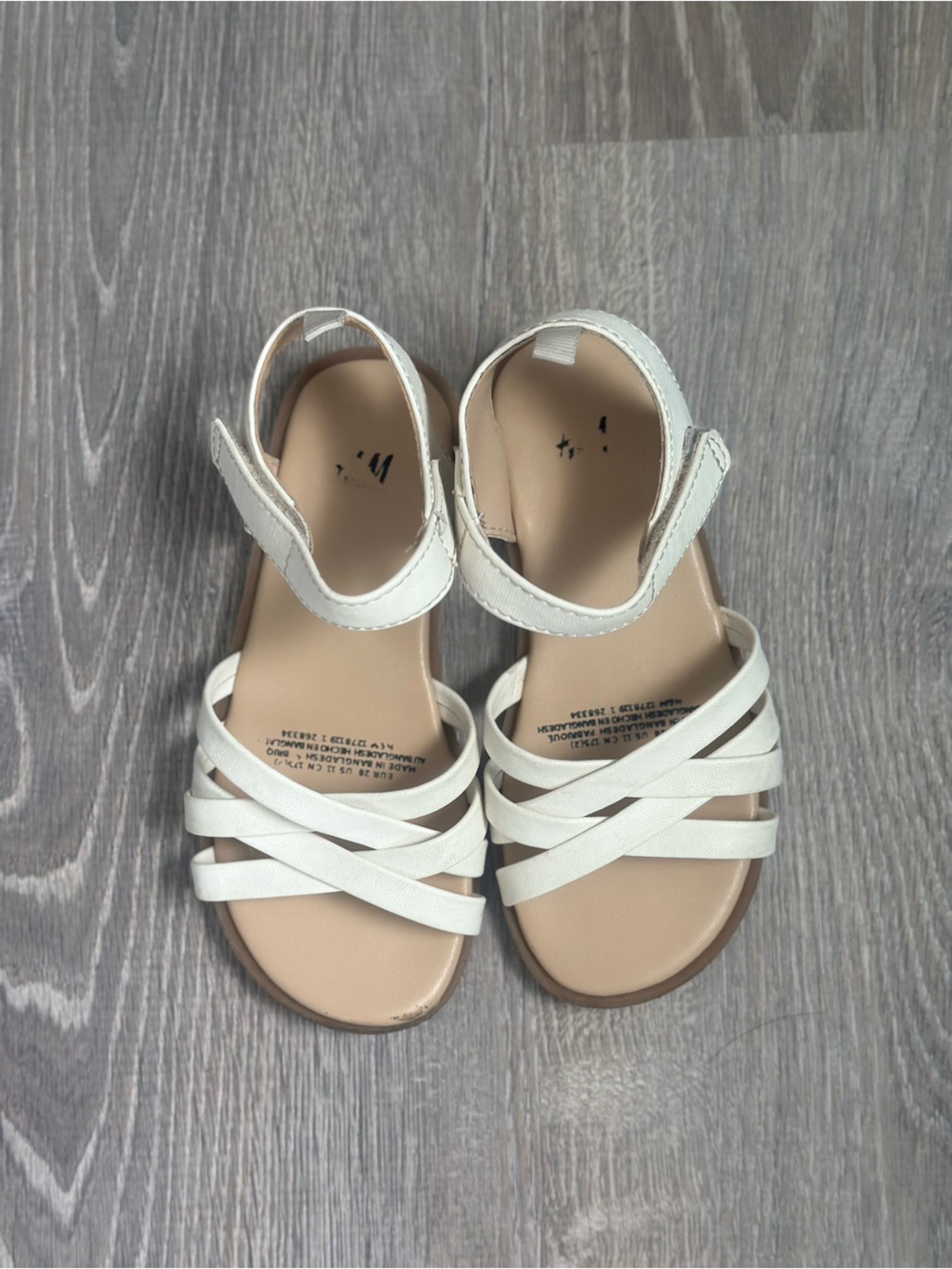 H&M White Girls Strappy Ankle‑Closure Sandals
